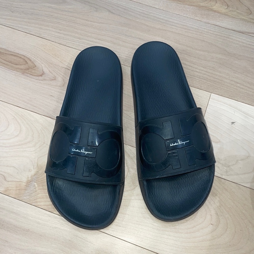 Salvatore Ferragamo Black Slide Sandals